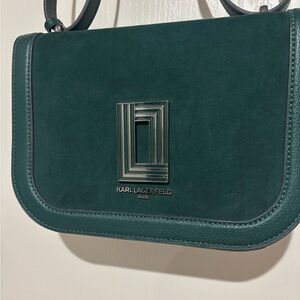 Karl Lagerfeld Teal Suede Shoulder Bag